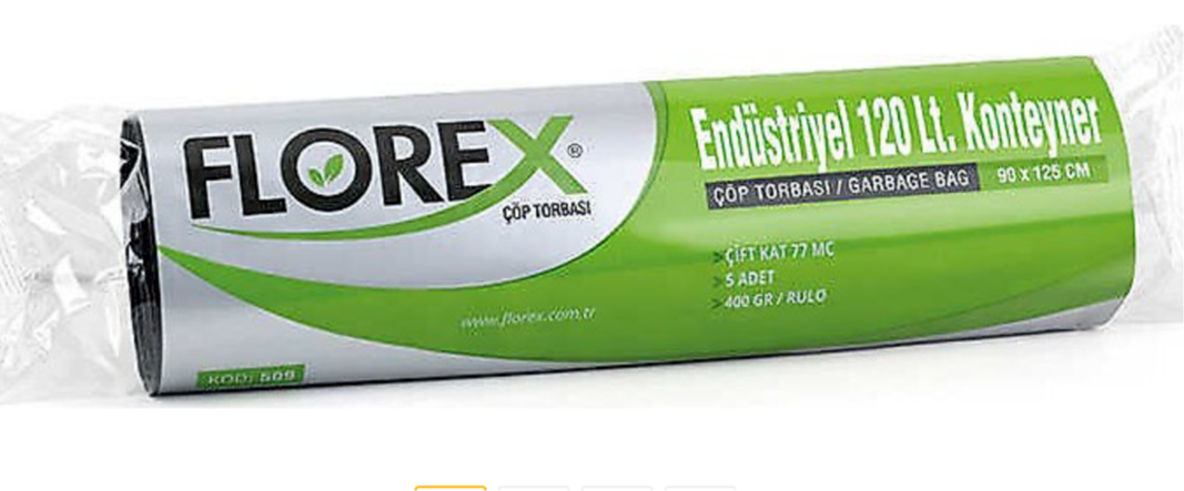 Florex Endüstriyel 120 LT Konteyner Çöp Poşeti 90x125 5 Adet