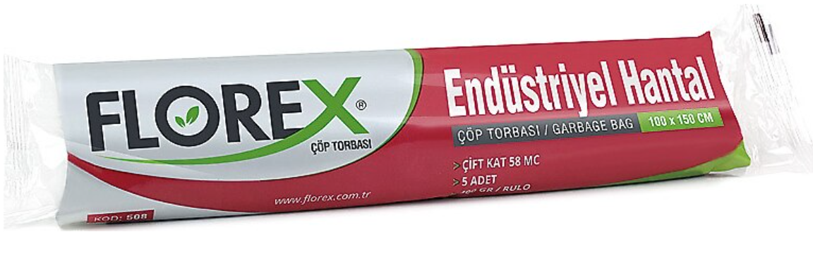 Florex Endüstriyel Hantal Çöp Torbası 100x150 cm - 5 Adet