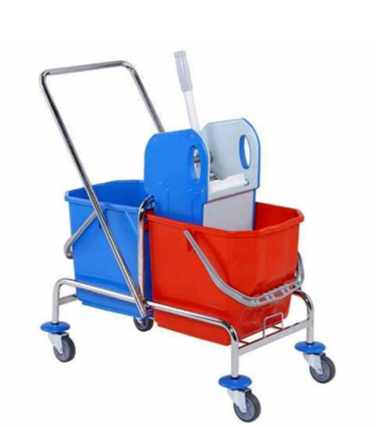 Temizlik Arabası Çift Kovalı Metal Gövde Herkül Plastik Presli