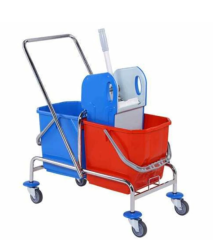 Temizlik Arabası Çift Kovalı Metal Gövde - Herkül Plastik Pres