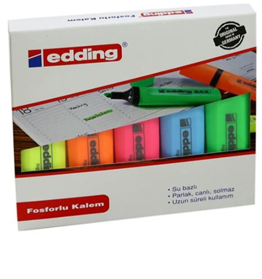 Edding Fosforlu Kalem 5'li Set Canlı Renkli İşaretleme Kalemi