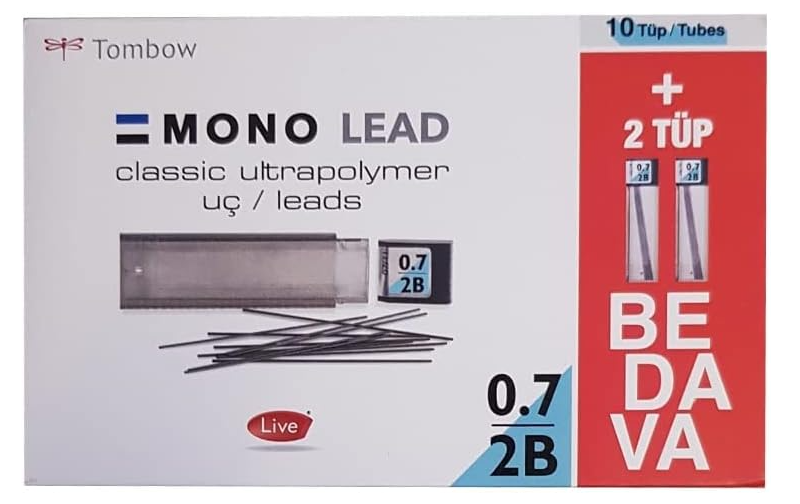 Tombow 0.7 mm 2B Klasik Kalem Ucu 12'li Paket