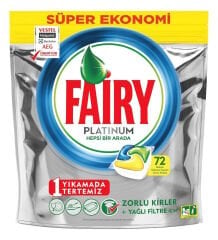 Fairy Platinum Bulaşık Makinesi Deterjanı Limon Kokulu 72 Tablet