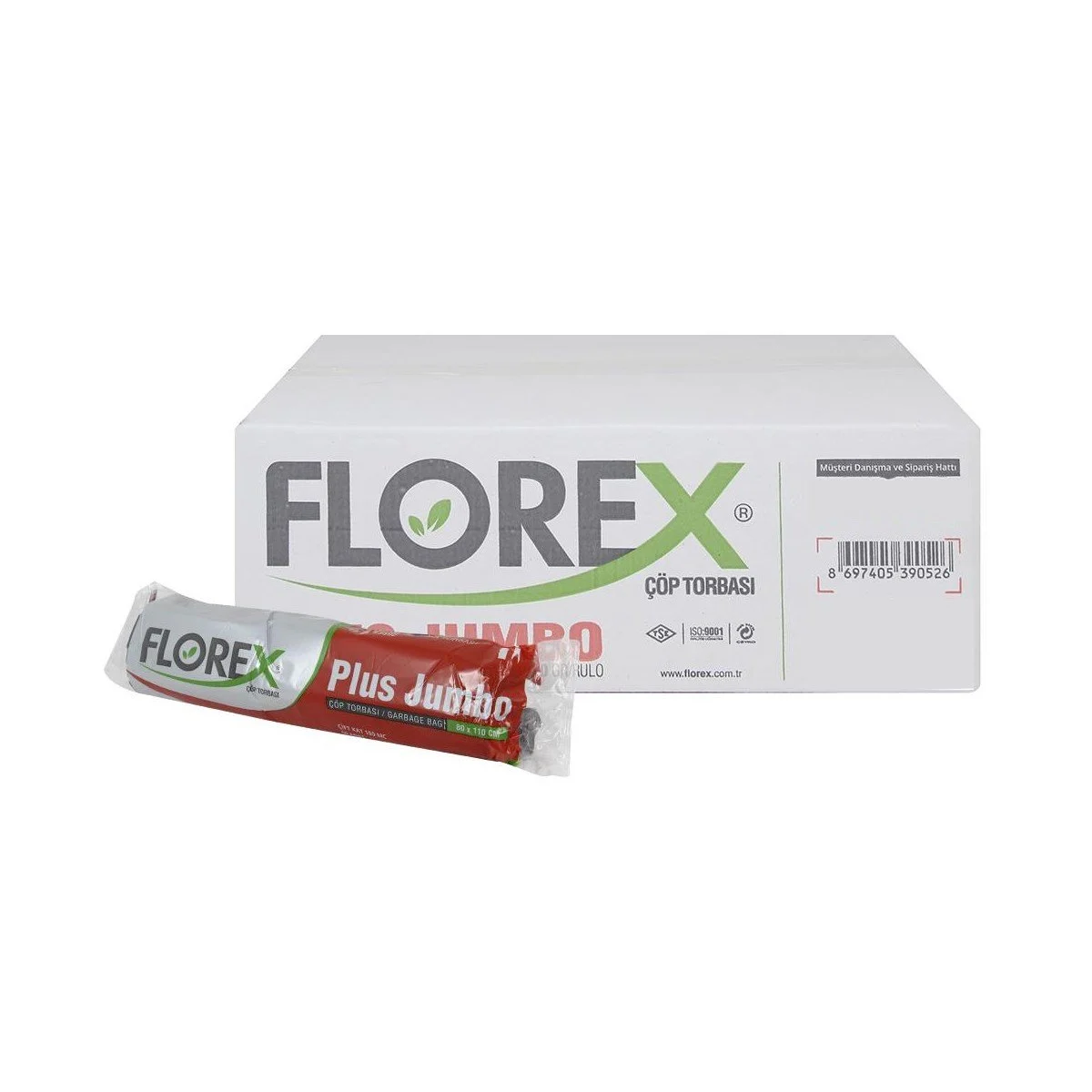 Florex Plus Jumbo Çöp Torbası 80x110 cm 800GR 100MC 100 Adet
