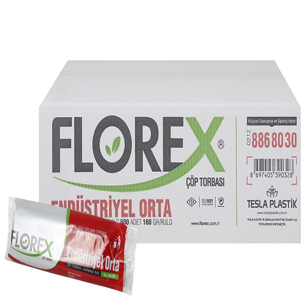 Florex Endüstriyel Orta Boy Çöp Torbası 65x80 cm 33MC 250 Adet