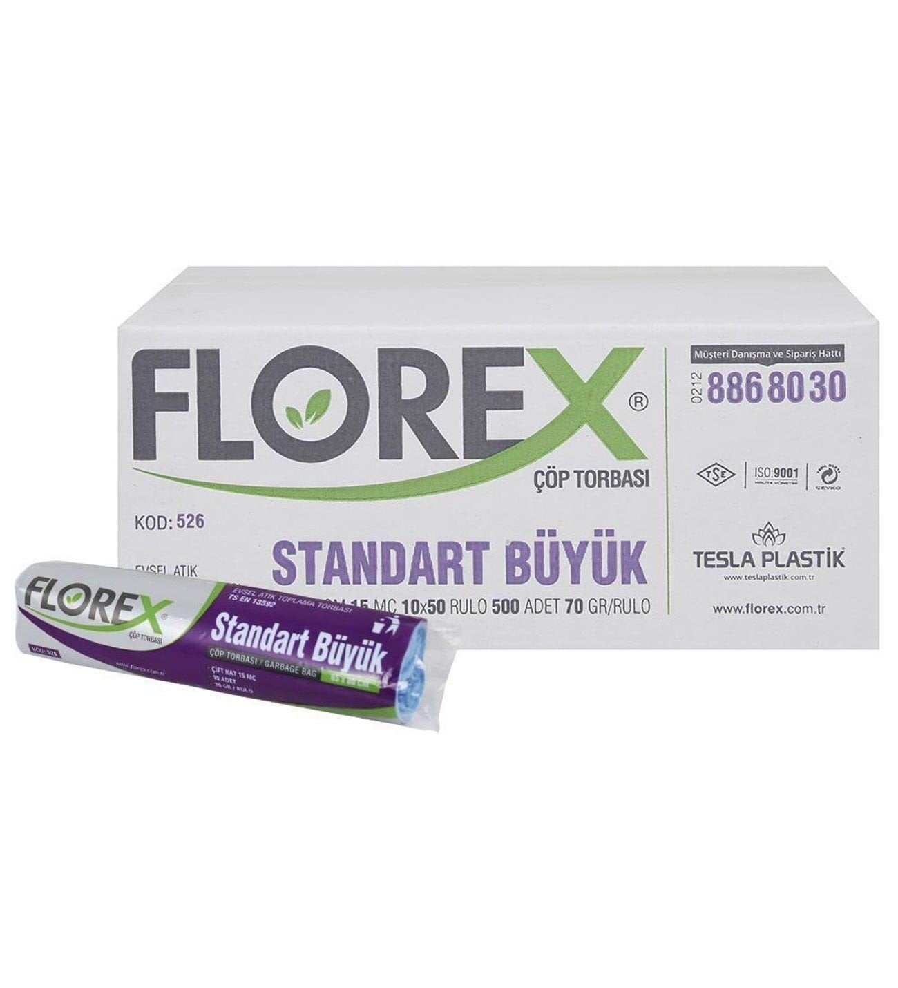 Florex Büyük Boy Çöp Torbası 65x80 cm 15MC 500 Adet