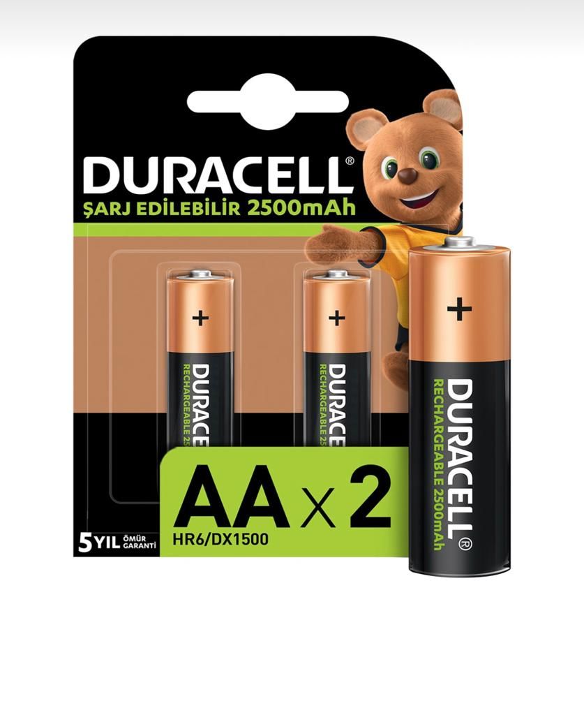 Duracell Şarj Edilebilir AA 2500mAh Pil – 2 Adet