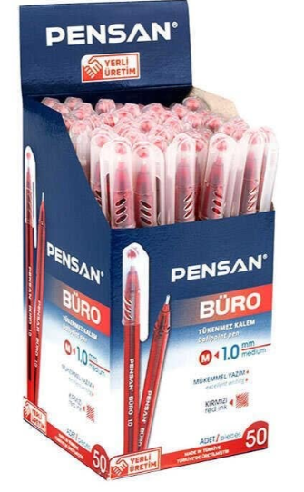 PENSAN Büro Kalemi Kırmızı 1.00 MM 50'li