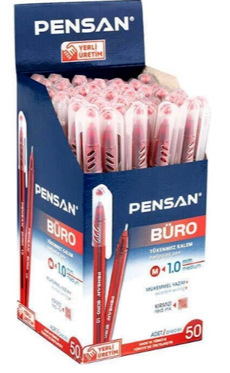 Pensan Kırmızı Büro Kalemi 1.00 MM 50’li