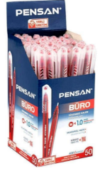 Pensan Kırmızı Büro Kalemi 1.00 MM 50’li
