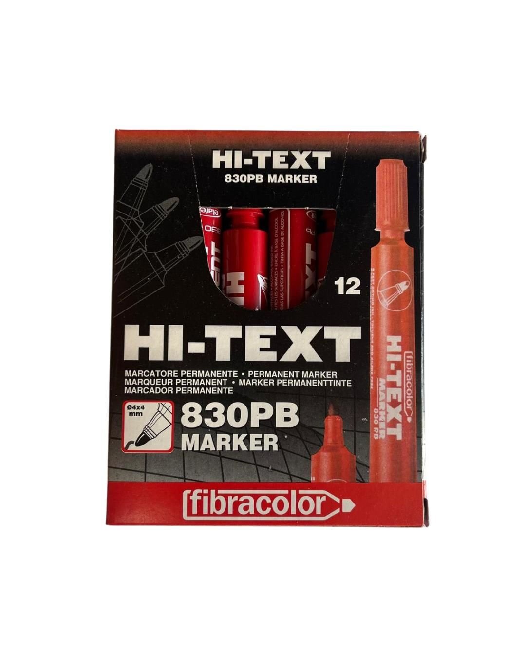 Hİ-TEXT Kırmızı Yuvarlak Uç 830PB 12’li Keçeli Kalem