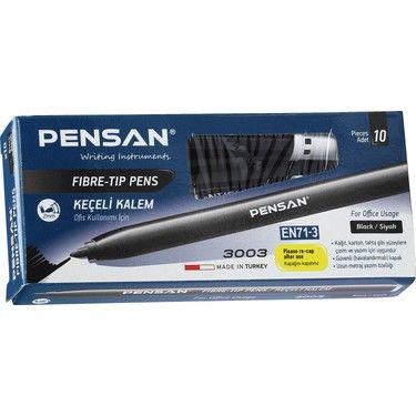 Pensan 3003 Siyah Keçeli Kalem 10 Adet - Ofis ve Okul İçin Uygun