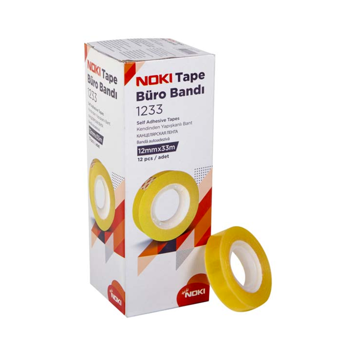 Noki 1233 Büro Bandı 12 mm x 33 m 12 Adet Şeffaf Set