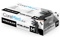 Coremed Pudrasız Nitril Muayene Eldiveni M Beden Siyah 20 Kutu