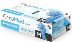 Coremed Pudrasız Nitril Muayene Eldiveni M Beden Mavi – 20 Kutu Toplu Paket