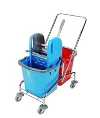 Metal Gövde Metal Pres Çift Kovalı Temizlik Arabası – Profesyonel Temizlik Ekipmanı