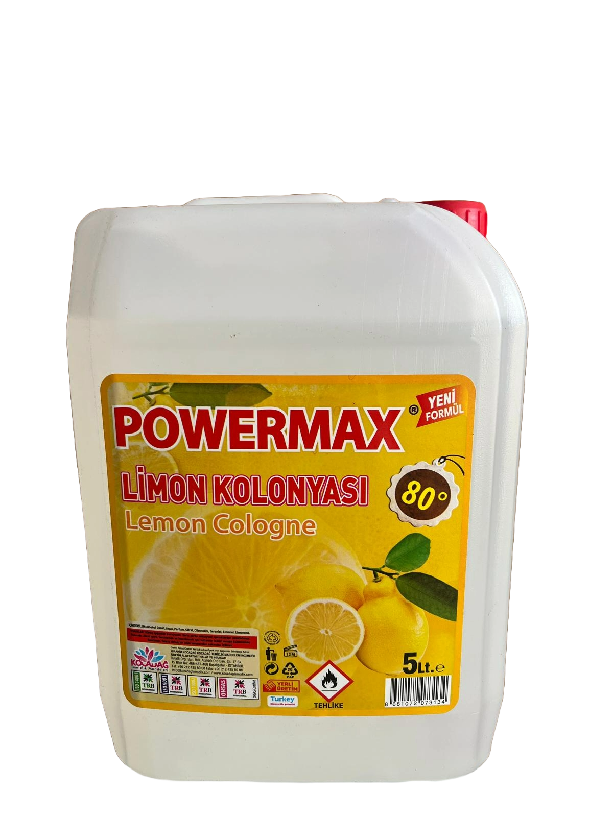 Powermax Limon Kolonyası 5 Litre - Ferah ve Hijyenik