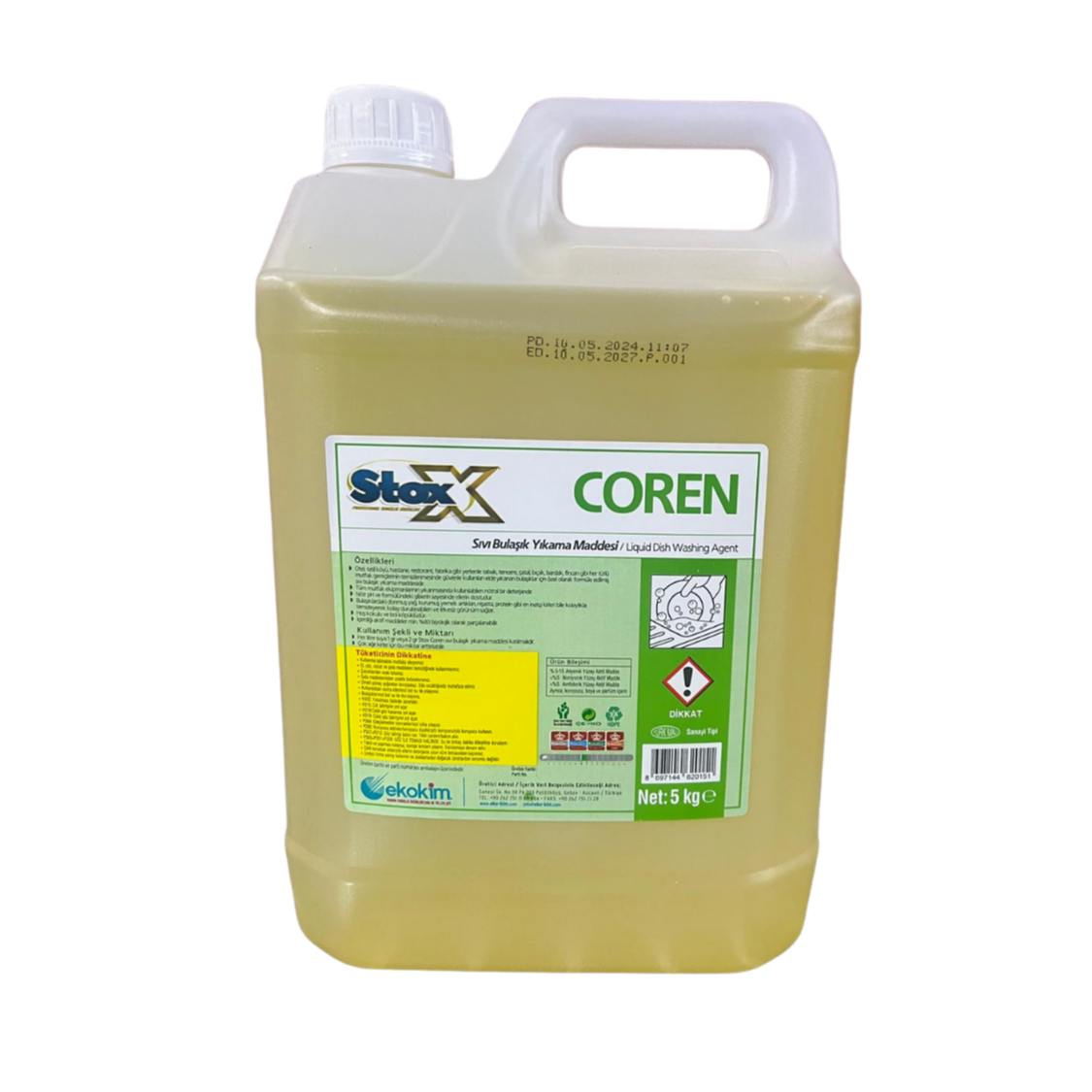 Stoxx Coren Sıvı Bulaşık Deterjanı 5 Kg – Güçlü Yağ Çözücü Endüstriyel Performans