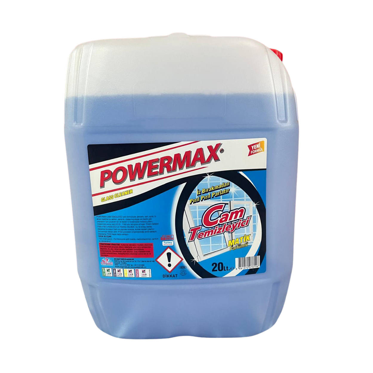 Powermax Cam Temizleyici Matik 20 Litre – İz Bırakmayan Parlak ve Kristal Temizlik