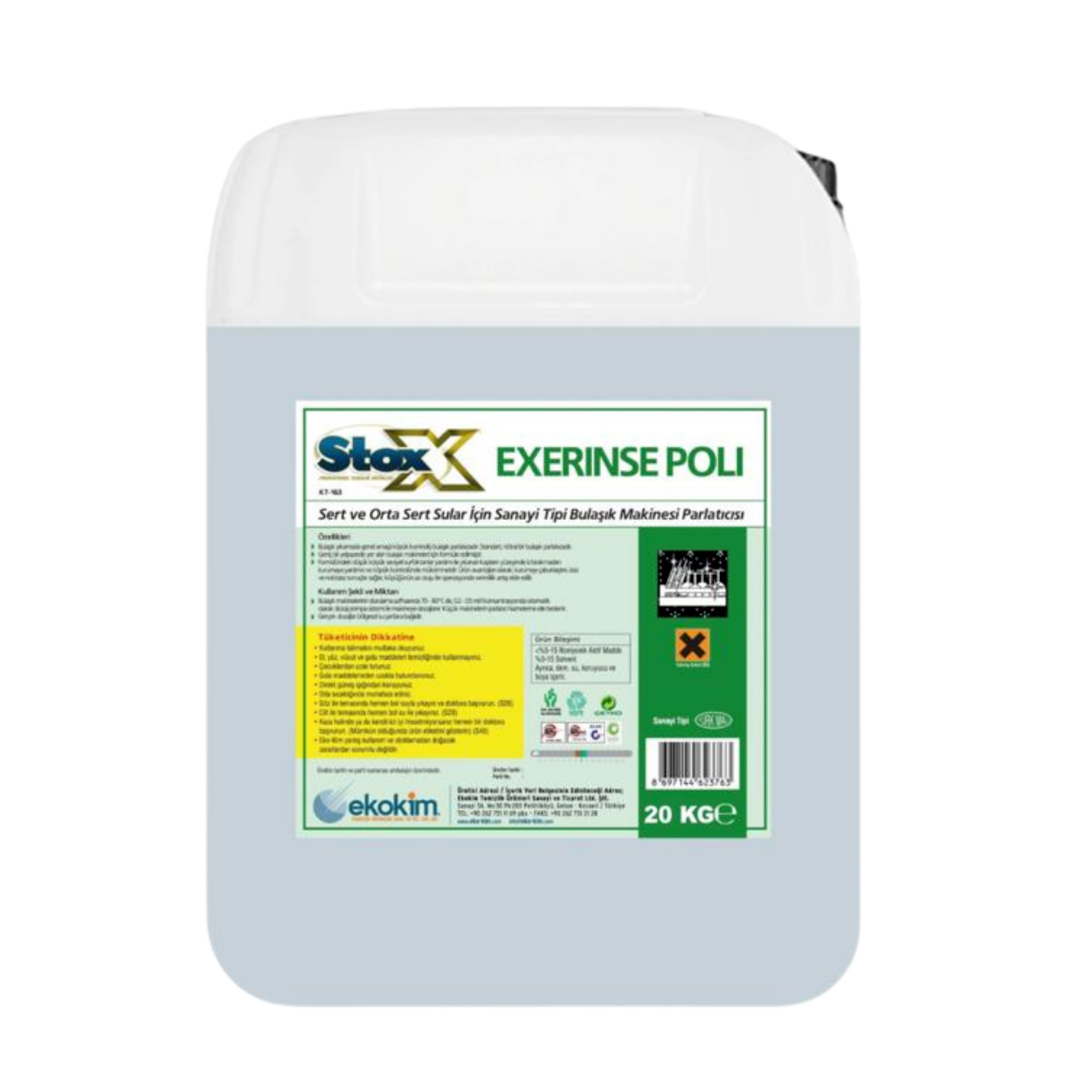 Stox Exerinse Poli Endüstriyel Bulaşık Parlatıcı 20 Kg Lekesiz Sonuç